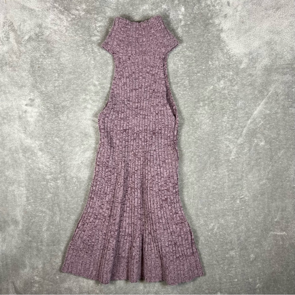 Free People Dress Womens Small Purple Claude High Neck Rib Bodycon Sweater Mini - Picture 8 of 10